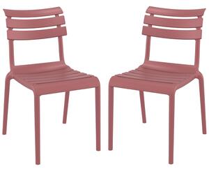 Haslet Marsala Polypropylene Outdoor Side Chairs In Pair