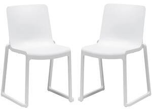 Ketchum White Polypropylene Stacking Side Chairs In Pair