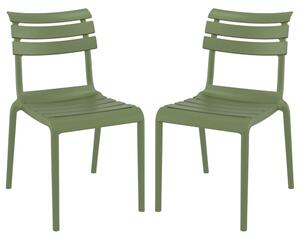 Haslet Olive Green Polypropylene Outdoor Side Chairs In Pair