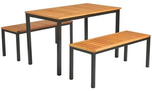 Inchture Wooden Dining Table With 2 Benches In Natural