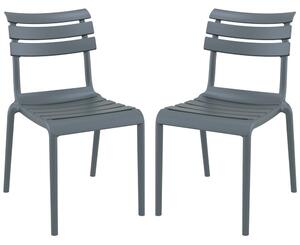 Haslet Dark Grey Polypropylene Outdoor Side Chairs In Pair