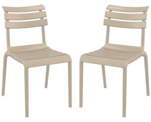 Haslet Taupe Polypropylene Outdoor Side Chairs In Pair