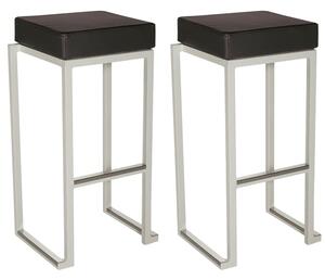 Kelowna Black Faux Leather Bar Stools With White Steel Frame In Pair