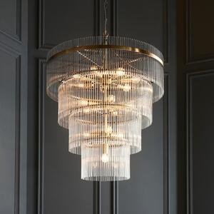 Mainz 16 Light Clear Glass Pendant Ceiling Light In Antique Brass