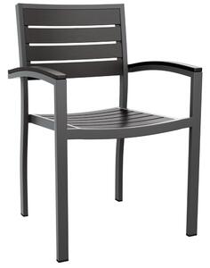 Lazzaretto Aluminium Outdoor Armchair With Grey Frame In Black