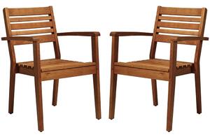 Marietta Natural Outdoor Wooden Armchairs In Pair