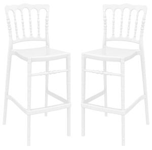 Oregon Glossy White Polycarbonate Bar Stools In Pair