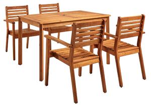 Marietta Wooden Rectangular Dining Table With 4 Chairs In Natural