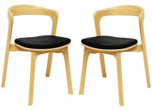 Natchez Natural Wooden Stacking Side Chairs With Black Seat In Pair