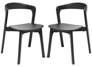 Natchez Black Outdoor Wooden Stacking Side Chairs In Pair