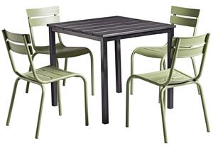 Extro Wooden Dining Table With Magnolia 4 Olive Green Chairs