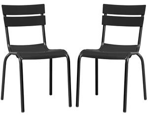 Magnolia Black Outdoor Aluminium Side Chairs In Pair