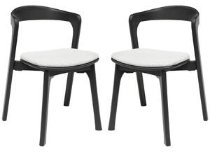 Natchez Black Wooden Stacking Side Chairs With White Seat In Pair