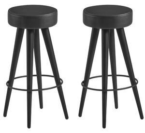 Ocala Black Faux Leather Stools With Metal Legs In Pair