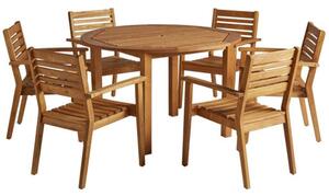 Marietta Wooden Dining Table With 6 Chairs In Natural