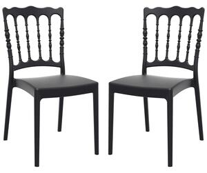 Nepean Black Outdoor Polypropylene Stacking Side Chairs In Pair