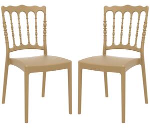 Nepean Gold Outdoor Polypropylene Stacking Side Chairs In Pair