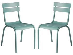 Magnolia Light Outdoor Blue Aluminium Side Chairs In Pair