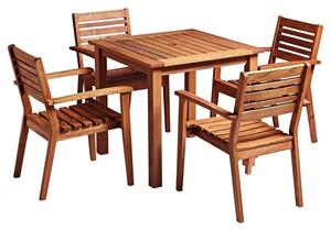 Marietta Wooden Square Dining Table With 4 Chairs In Natural