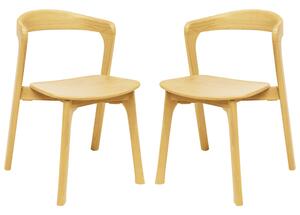 Natchez Natural Oak Outdoor Wooden Stacking Side Chairs In Pair
