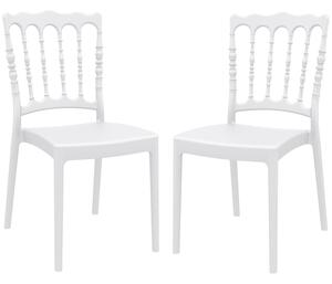 Nepean White Outdoor Polypropylene Stacking Side Chairs In Pair