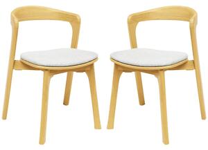 Natchez Natural Wooden Stacking Side Chairs With White Seat In Pair