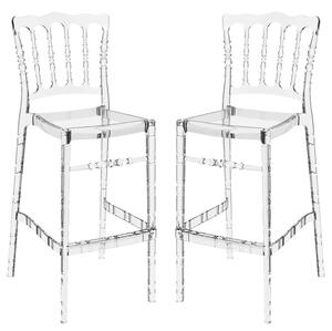 Oregon Clear Transparent Polycarbonate Bar Stools In Pair