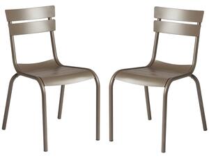 Magnolia Grey Outdoor Aluminium Side Chairs In Pair