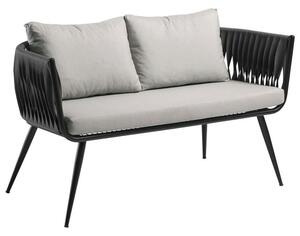 Mulvane Outdoor Rattan 2 Seater Sofa In Black And Anthracite