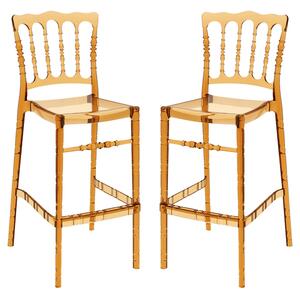 Oregon Amber Transparent Polycarbonate Bar Stools In Pair