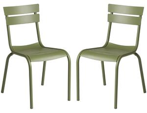 Magnolia Olive Green Outdoor Aluminium Side Chairs In Pair