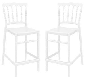 Oregon Glossy White Polycarbonate Bistro Chairs In Pair