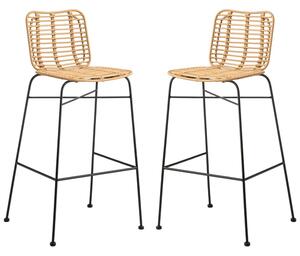 Ponoka Natural Rattan Stacking Bar Stools In Pair