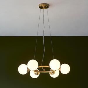 Mayetta 6 Light Glass Pendant Ceiling Light In Satin Brushed Gold