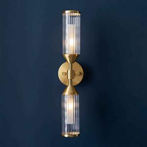 Reno Double Ribbed Glass Wall Light In Satin Brass