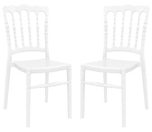 Oregon Glossy White Polycarbonate Side Chairs In Pair