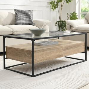 Urban Glass Top Edge Coffee Table In Sanremo Oak