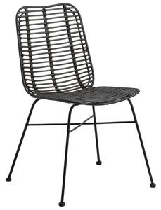 Ponoka Rattan Outdoor Stacking Side Chair In Black