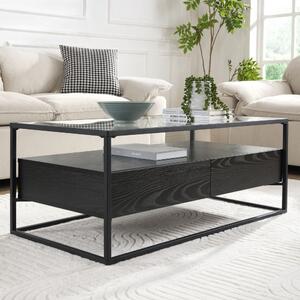 Urban Glass Top Edge Coffee Table In Black Wood
