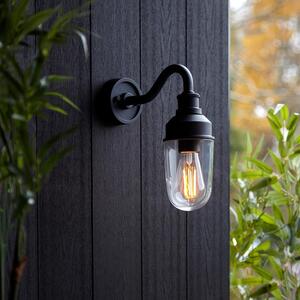 Mayetta Clear Glass Shade Outdoor Wall Light In Matt Black