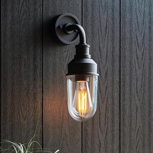 Texarkana Clear Glass Shade Outdoor Wall Light In Matt Black