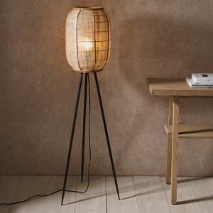 Zurich Natural Fabric Floor Lamp In Matt Black