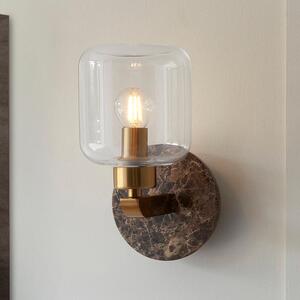 Tarrytown Clear Glass Wall Light In Dark Brown Emperador Marble