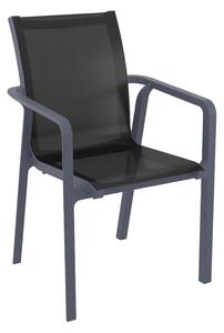 Palmetto Fabric Outdoor Armchair In Dark Grey And Black
