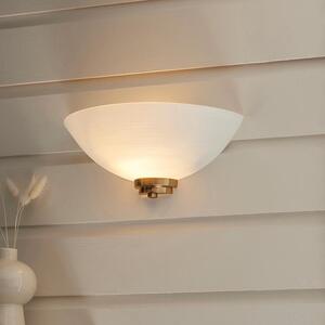 Welles White Glass Wall Light In Brushed Aged Brass