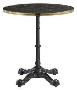 Pontiac 60cm Gold Rim Wooden Bistro Table In Black Marble