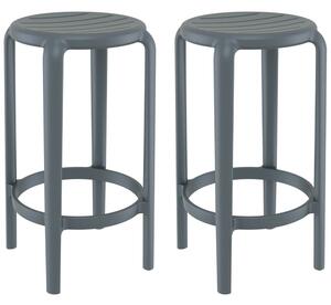Tacoma Dark Grey 75cm Polypropylene Stools In Pair