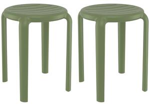 Tacoma Olive Green 45cm Polypropylene Stools In Pair