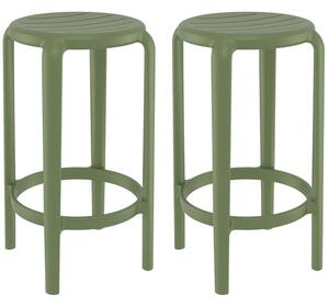 Tacoma Olive Green 65cm Polypropylene Stools In Pair