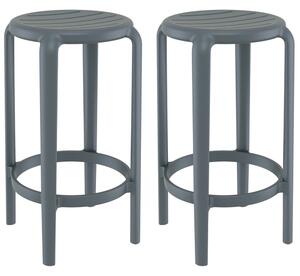 Tacoma Dark Grey 65cm Polypropylene Stools In Pair